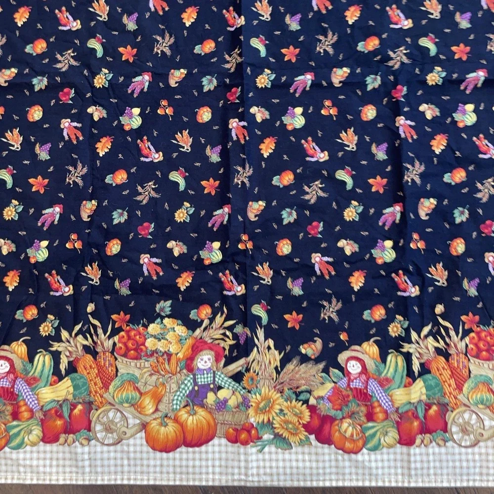 Vtg Thanksgiving Scarecrow Harvest Tablecloth Concord by Sharon Kessler 84X56
